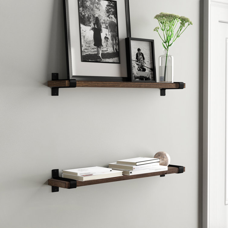 Mistana™ Abasi 2 Piece Pine Solid Wood Bracket Wall Shelf & Reviews